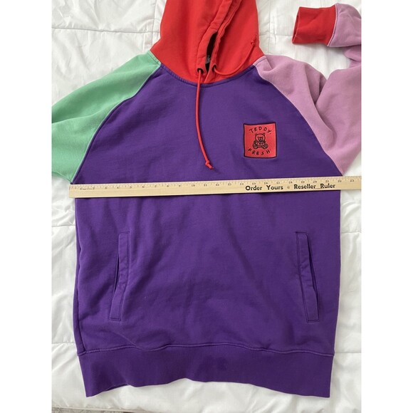 Teddy Fresh Hoodie Mens Large Rainbow Colorblock Pullover Sweater Outdoor - Picture 7 of 10
